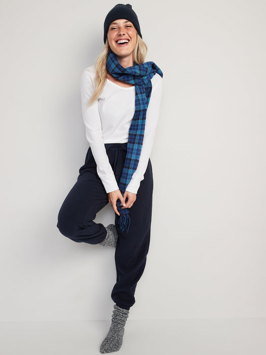High-Waisted Microfleece Lounge Jogger Sweatpants for Women - Blue