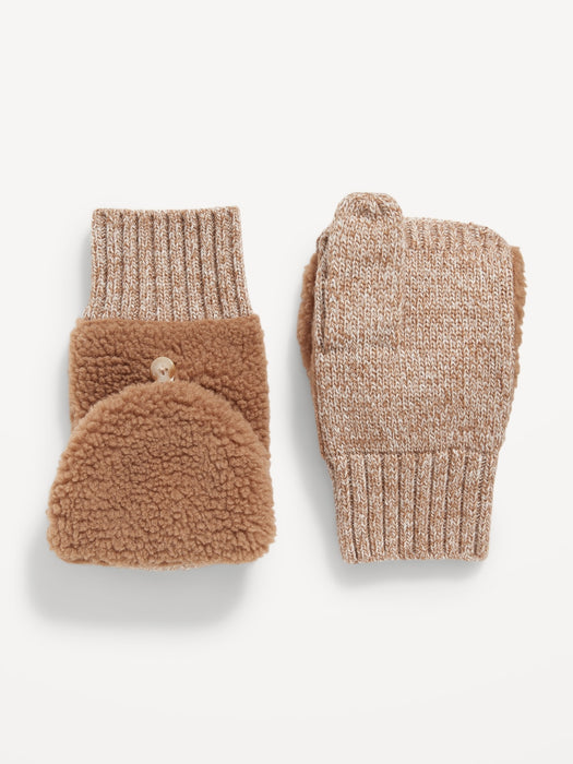 Convertible Sherpa Mittens for Women - Yellow