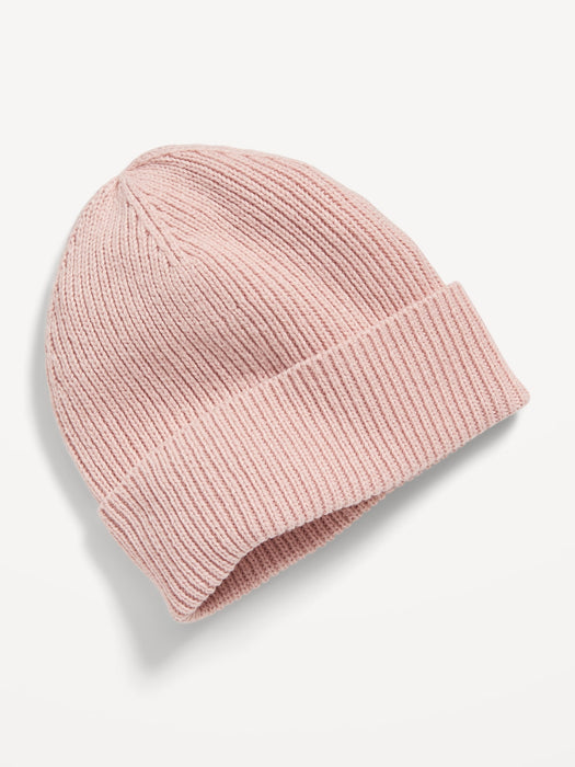 Gender-Neutral Rib-Knit Wide-Cuff Beanie Hat for Kids