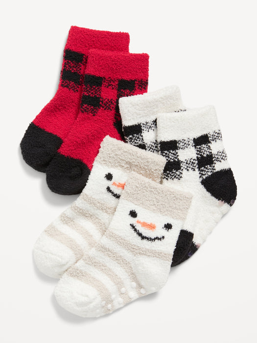 Unisex Holiday Cozy Socks 3-Pack for Baby - Red