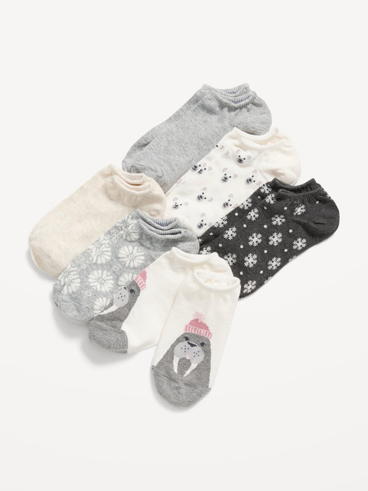 Novelty Ankle Socks 6-Pack for Women - Blue