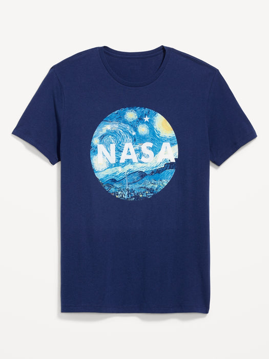 NASA Starry Night Gender-Neutral Graphic T-Shirt for Adults - Blue