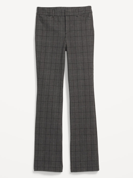 High-Waisted Plaid Never-Fade Pixie Flare Pants for Women