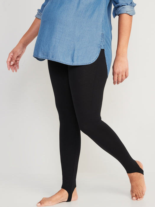 Maternity Full Panel Stirrup Leggings - Black