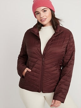 Water-Resistant Narrow-Channel Packable Puffer Jacket for Women