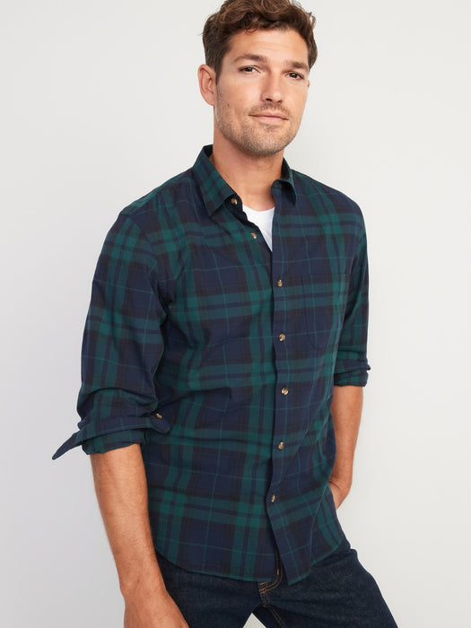 Regular-Fit Built-In Flex Patterned Everyday Shirt for Men