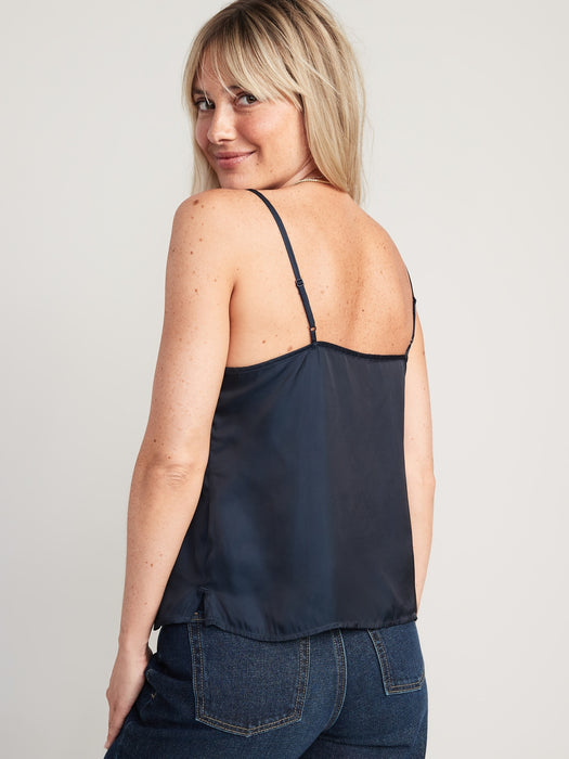 V-Neck Satin Cami Top for Women