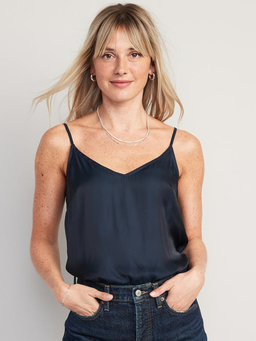 V-Neck Satin Cami Top for Women