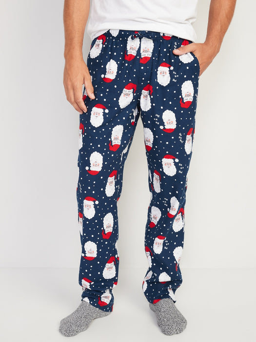 Printed Flannel Pajama Pants for Men - Beige