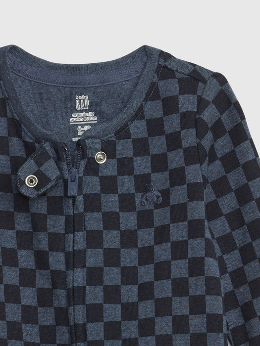 babyGap 100% Organic Cotton Printed PJ One-Piece - blue heather check