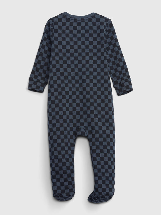 babyGap 100% Organic Cotton Printed PJ One-Piece - blue heather check
