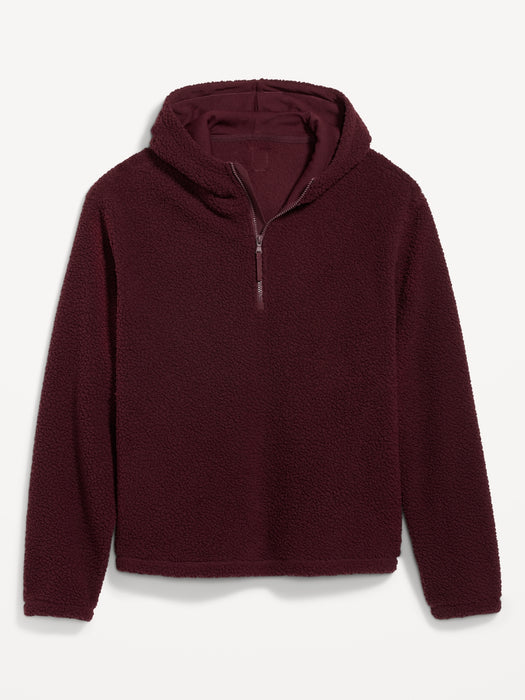 Oversized Sherpa Quarter-Zip Sweatshirt for Men - Red