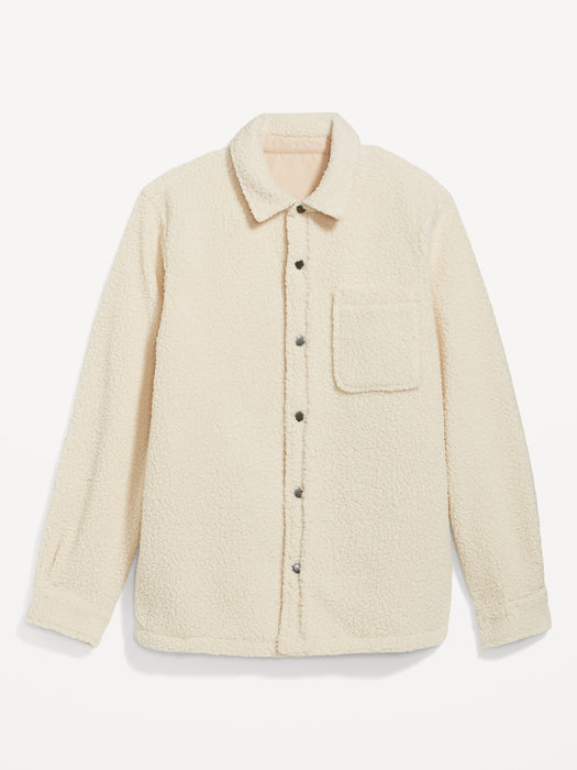 Cozy Sherpa Shacket for Men - Beige
