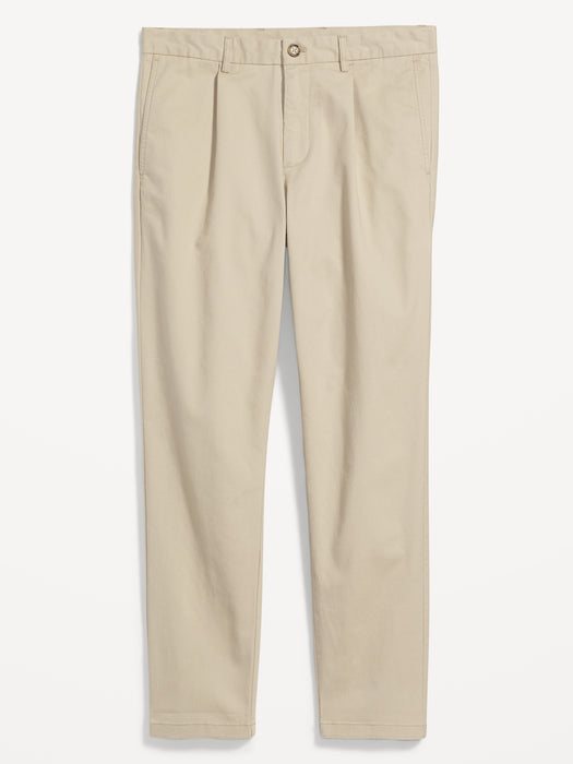 Loose Taper Built-In Flex Rotation Pleated Ankle-Length Chino Pants for Men