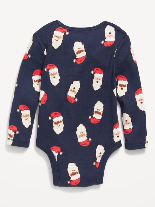 Unisex Long-Sleeve Printed Bodysuit for Baby - Blue