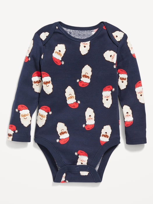 Unisex Long-Sleeve Printed Bodysuit for Baby - Blue
