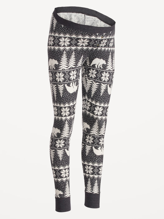 Maternity Matching Print Thermal-Knit Pajama Leggings