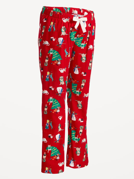 Maternity Printed Flannel Pajama Pants - Red