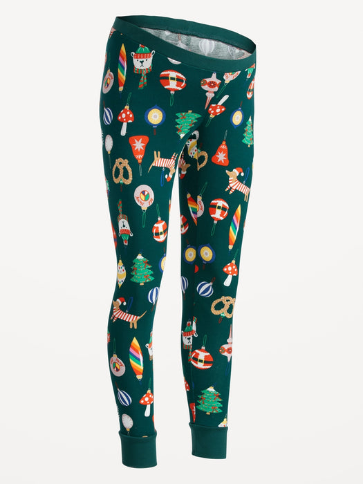 Maternity Holiday Printed Pajama Leggings - Green