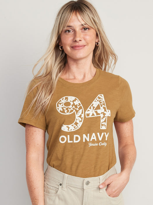 EveryWear Logo Graphic Slub-Knit T-Shirt for Women - Blue