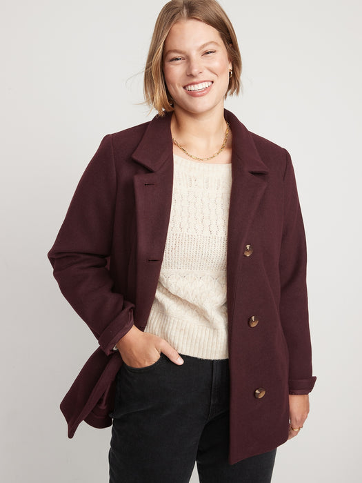 Soft-Brushed Button-Front Car Coat for Women