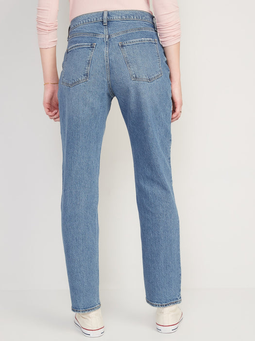 High-Waisted Button-Fly Slouchy Straight Jeans for Women