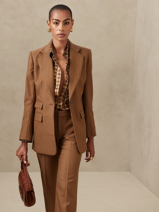 Petite Lido Sculpted Wool Blazer - Cinnamon Spice Brown