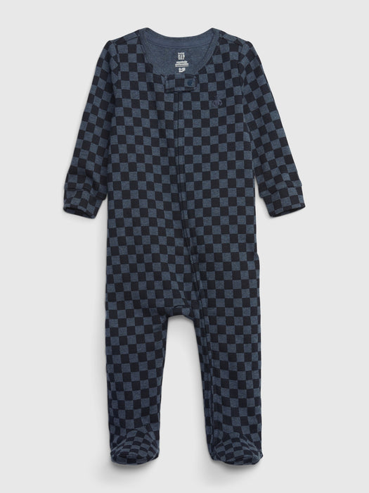 babyGap 100% Organic Cotton Printed PJ One-Piece - blue heather check