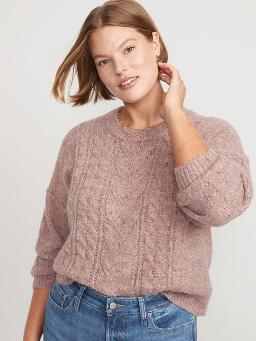 Heathered Cable-Knit Sweater for Women