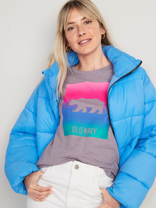 EveryWear Logo Graphic Slub-Knit T-Shirt for Women - Blue