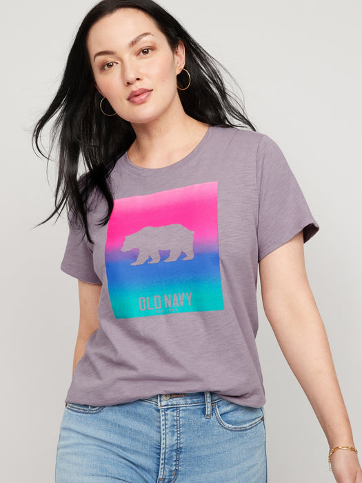 EveryWear Logo Graphic Slub-Knit T-Shirt for Women - Blue