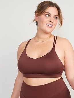 Light Support Strappy V-Neck Sports Bra for Women
