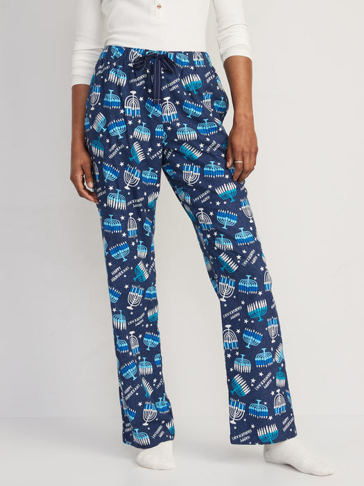 Printed Flannel Pajama Pants for Women - Multi