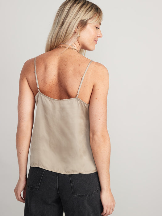V-Neck Satin Cami Top for Women