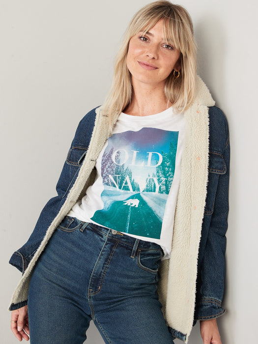 EveryWear Logo Graphic Slub-Knit T-Shirt for Women