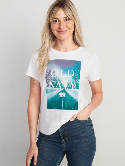 EveryWear Logo Graphic Slub-Knit T-Shirt for Women