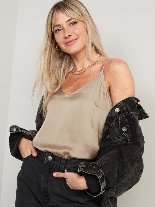 V-Neck Satin Cami Top for Women