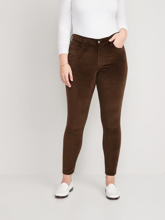 High-Waisted Rockstar Super-Skinny Velvet Pants for Women - Brown
