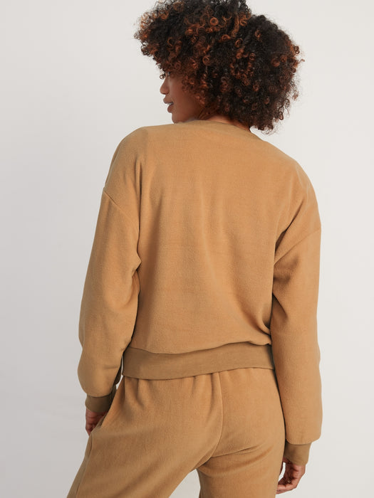 Microfleece Henley Lounge Sweatshirt for Women