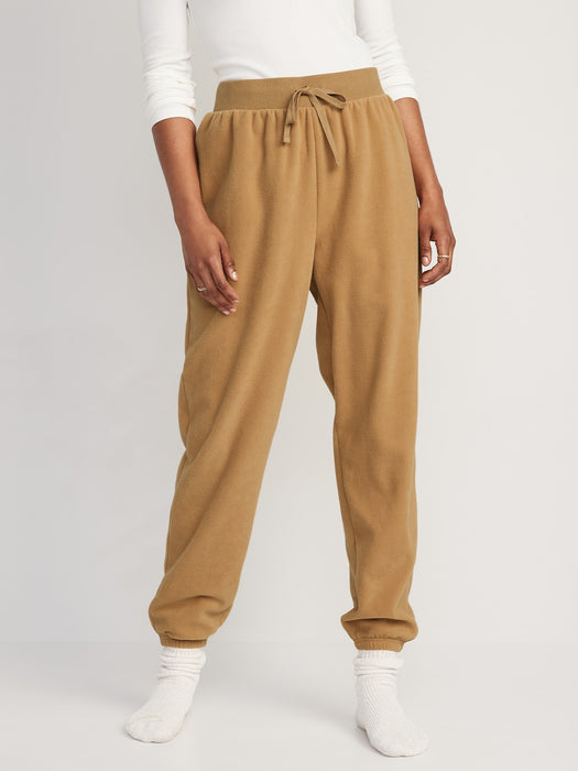High-Waisted Microfleece Lounge Jogger Sweatpants for Women - Yellow