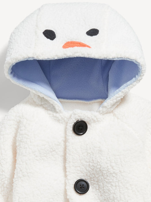 Unisex Hooded Sherpa Snowman Costume One-Piece for Baby