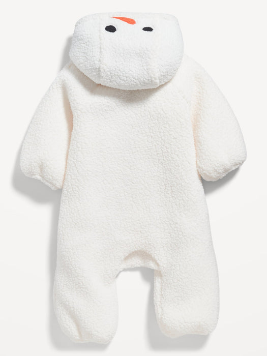 Unisex Hooded Sherpa Snowman Costume One-Piece for Baby