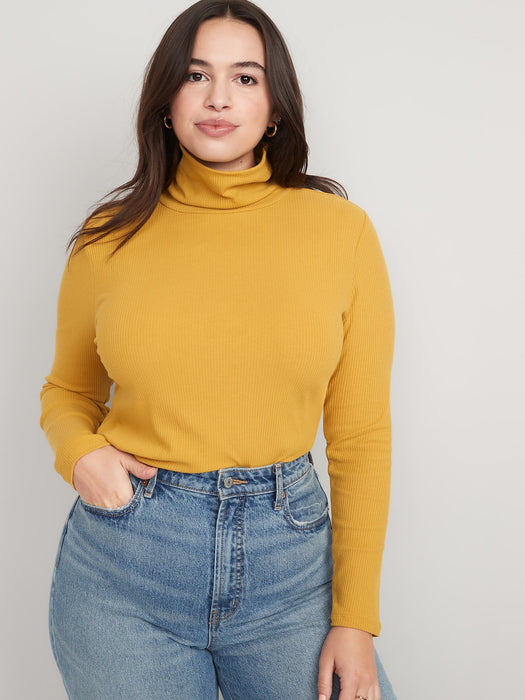 Rib-Knit Turtleneck Top for Women