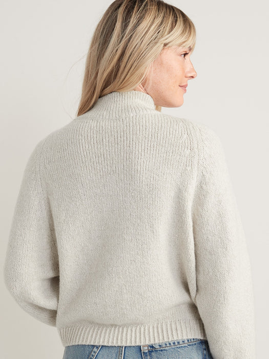 Cozy Mock-Neck Sweater for Women - White