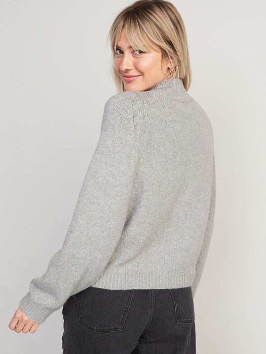 Melange Cozy Mock-Neck Sweater for Women
