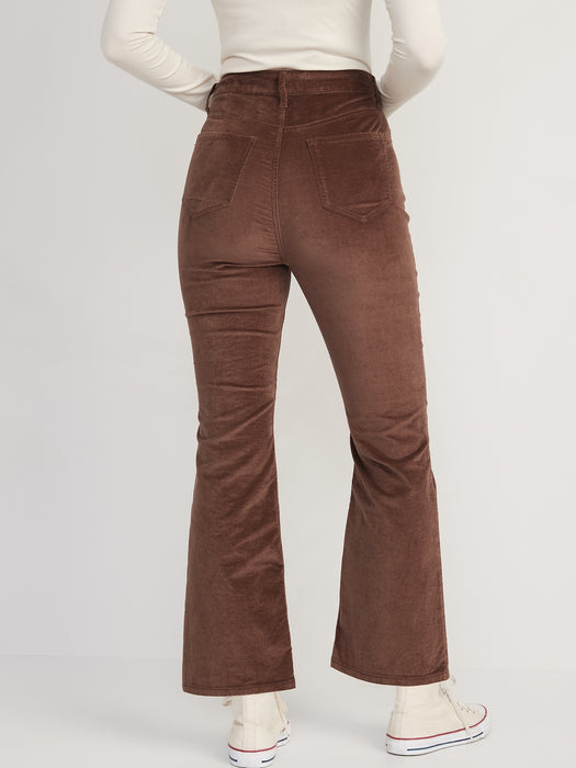 Higher High-Waisted Cropped Velvet Flare Pants for Women