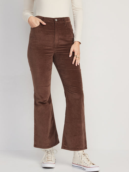 Higher High-Waisted Cropped Velvet Flare Pants for Women