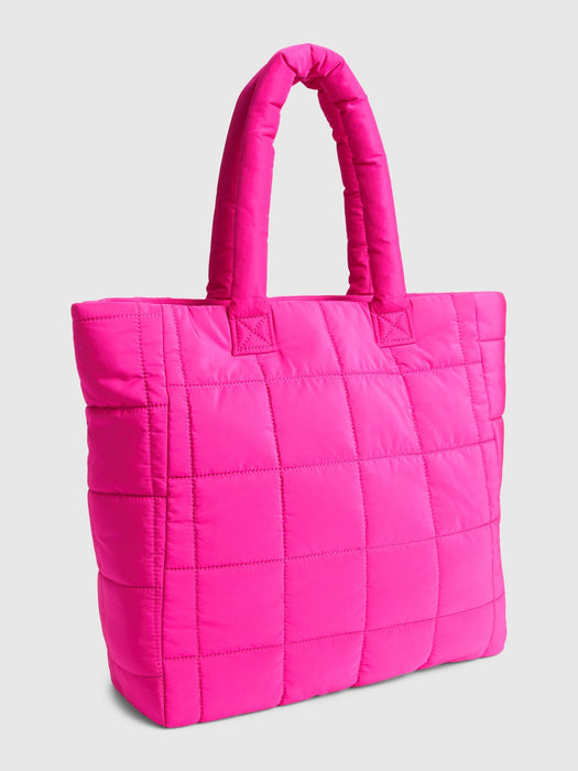 Puffer Tote Bag - super neon pink
