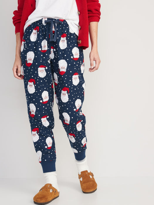 Printed Flannel Jogger Pajama Pants for Women - Beige