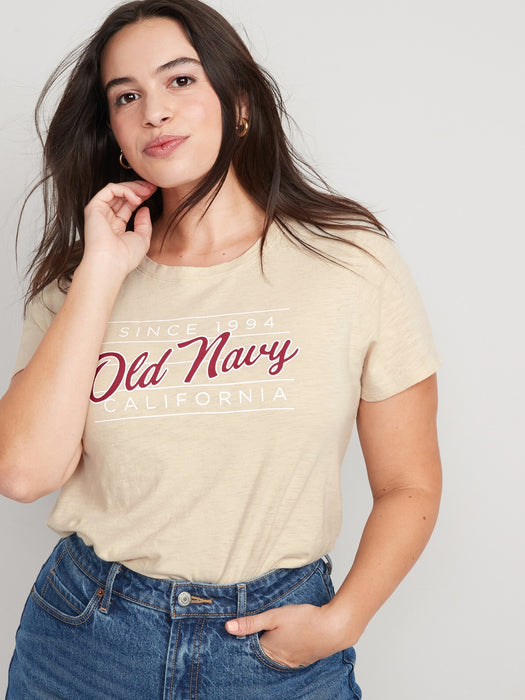 EveryWear Logo Graphic T-Shirt for Women - Beige